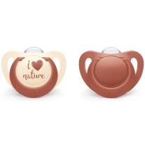 Силиконови залъгалки NUK for Nature - Червени, 6-18 месеца, 2 броя