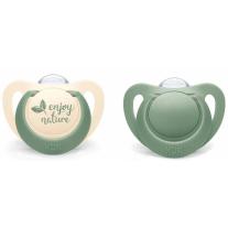 Силиконови залъгалки NUK for Nature - Зелени, 0-6 месеца, 2 броя