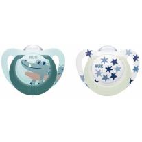 Светещи залъгалки NUK - Star Night & Day, 6-18 m, За момче, 2 броя