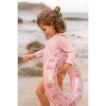 Детски Цял Бански Костюм с Дълъг Ръкав Little Dutch Sunny Flowers Blush - 98/104