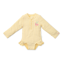 Детски Цял Бански Костюм с Дълъг Ръкав и Къдрички Little Dutch Ocean Treasures Yellow - 86/92
