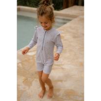 Детски Цял Бански Костюм с Дълъг Ръкав Little Dutch Sunny Flowers Blue - 98/104