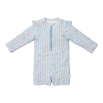 Детски Цял Бански Костюм с Дълъг Ръкав Little Dutch Sunny Flowers Blue - 98/104