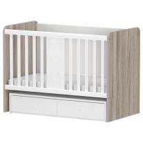 Бебешко дървено легло-люлка Arbor - Рини Орех Деко + Бяло