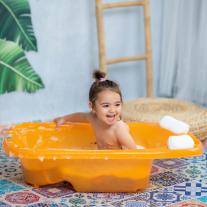 Бебешка анатомична вана с отвор и стойка Lorelli, оранжева