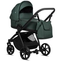 Бебешка количка 2 в 1 Tutis - Mio 3+, еко кожа, Pacific Green
