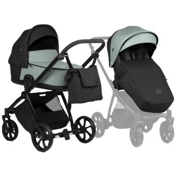 Бебешка количка 2 в 1 Tutis - Mio 3+, еко кожа, Sage