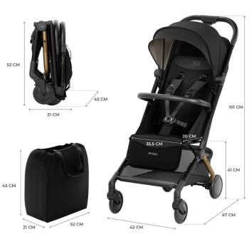 Бебешка лятна количка KinderKraft - Pilot 2, Midnight Black