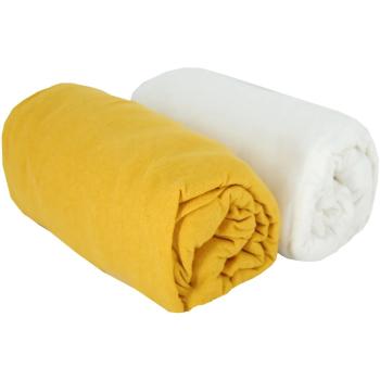 Бебешки чаршафи Babycalin - 2 броя, 60 х 120 cm, бял/горчица