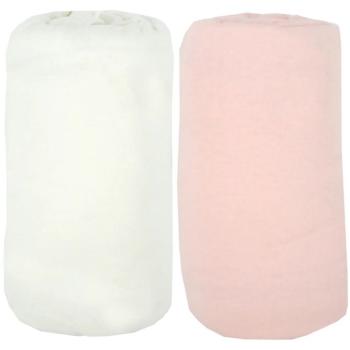 Бебешки чаршафи Babycalin - 2 броя, 60 х 120 cm, бял/розов