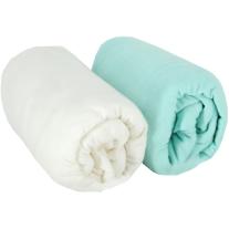 Бебешки чаршафи Babycalin - 2 броя, 60 х 120 cm, бял/тюркоаз