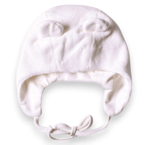 Бебешка шапка плюш, цвят off white, Bio Baby