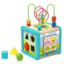 Tooky Toy Дидактически дървен активен куб Слънчев ден