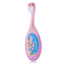 Четка за зъби и гризалка 2 в 1 Brush-Baby FlossBrush 0-3г. Розова и Тюркоаз