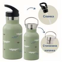 Бутилка и термос от неръждаема стомана 2 в 1 Fresk - Crocodile, 350 ml