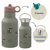 Бутилка и термос от неръждаема стомана 2 в 1 Fresk - Deer olive, 350 ml
