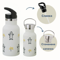 Бутилка и термос от неръждаема стомана 2 в 1 Fresk - Penguin, 350 ml
