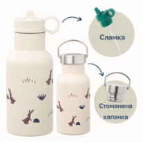 Бутилка и термос от неръждаема стомана 2 в 1 Fresk - Rabbit sandshell, 350 ml