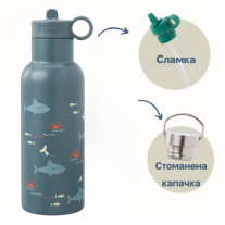 Бутилка и термос от неръждаема стомана 2 в 1 Fresk - Shark, 500 ml
