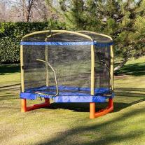 Детски батут за скачане със стълбичка, пързалка и люлка Chipolino Playground 200см. Син