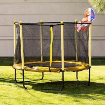 Детски батут за скачане с баскетболен кош Chipolino Sporty 140см. Жълт
