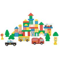 Дървен конструктор Tooky Toy Град