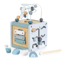 Дървен куб с активности Moni Toys, Син