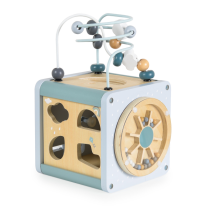 Дървен куб с активности Moni Toys, Син