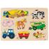 Дървен пъзел с дръжки Goki, Ферма