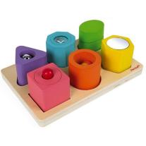 Дървен пъзел с формички и звуци Janod, 7 части