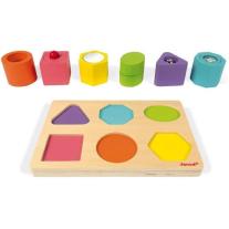 Дървен пъзел с формички и звуци Janod, 7 части