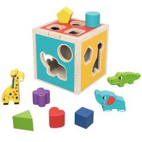 Дървен сортер с цветни форми и животни Tooky Toy