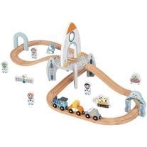 Дървен влак с релси Tooky Toy Космическа станция