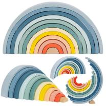 Дървена дъга Монтесори Tooky Toy Пастелни цветове