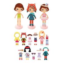 Детска дървена игра с магнити Vilac, Гардеробът на Клои