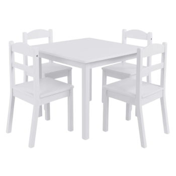 Детска дървена маса с 4 столчета Ginger Home, Бяла