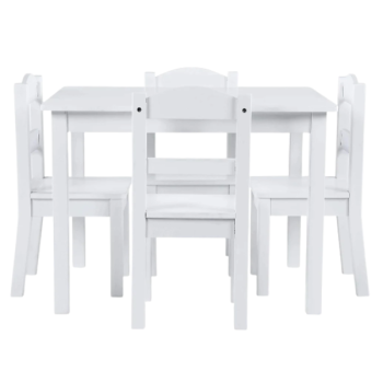 Детска дървена маса с 4 столчета Ginger Home, Бяла