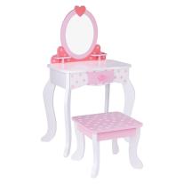 Детска дървена розова тоалетка със столче Tooky Toy Точици