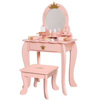 Детска дървена тоалетка с огледало и аксесоари Ginger Home, Принцеска