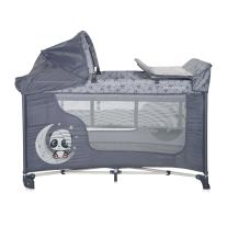 Детска сгъваема кошара на 2 нива Lorelli - Moonlight Plus, Cool grey pandas