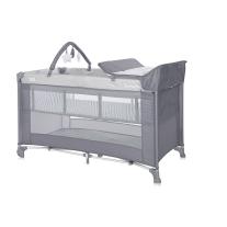 Детска сгъваема кошара на 2 нива Lorelli - Torino Plus, Grey striped elements
