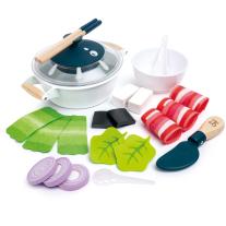 Детски дървен готварски комплект Hape, Китайска тенджера за фондю с аксесоари