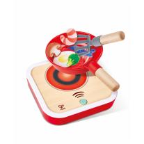 Детски дървен интерактивен комплект за игра Hape, Котлон с аксесоари
