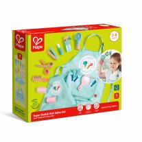 Детски дървен комплект за игра Hape, Малки фризьори, 15 части