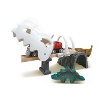 Детски дървен железопътен комплект Hape, Дино, 61 части