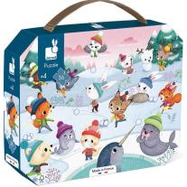 Детски пъзел в куфарче Janod, Снежно парти, 36 части