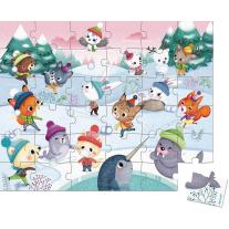 Детски пъзел в куфарче Janod, Снежно парти, 36 части