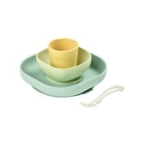 Детски силиконов комплект за хранене BEABA, 4 части, Yellow