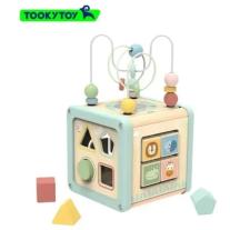 Дидактически дървен куб с активности 5 в 1 Tooky Toy