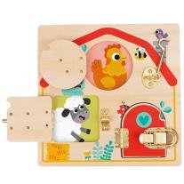 Дървена активна дъска Tooky Toy, Къща с ключалки